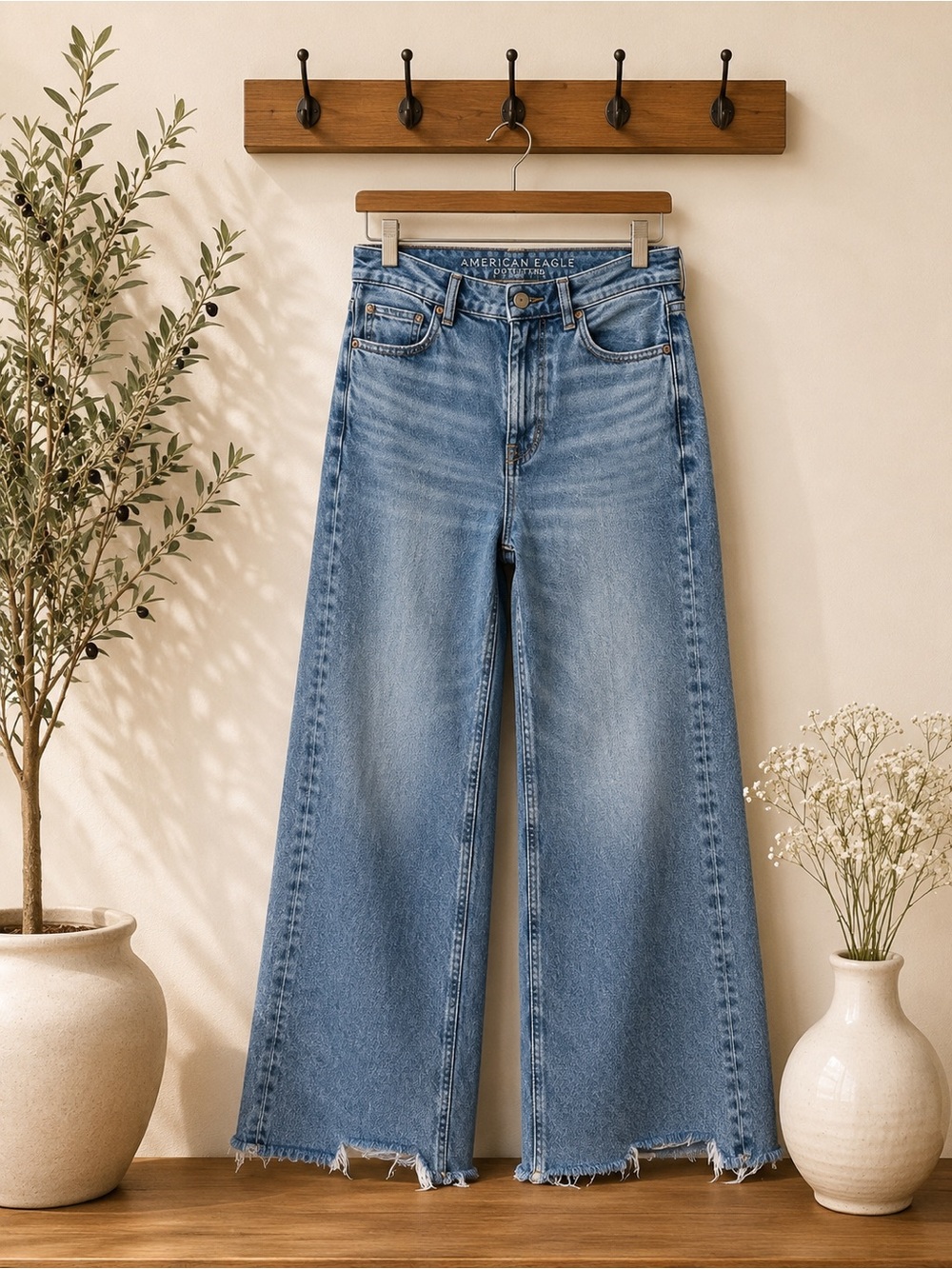 American Eagle Super High Rise Baggy Wide Leg Stretch Jeans Size 10